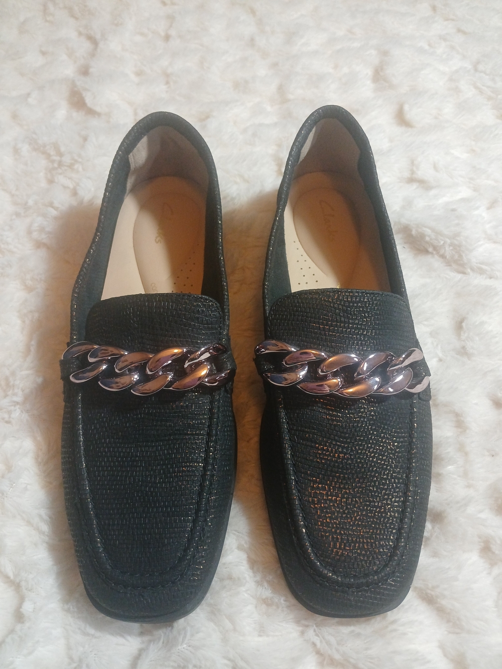 Clarks Womens Sarafyna Iris Dress Loafer Bronze Metallic Size 6M Pull On